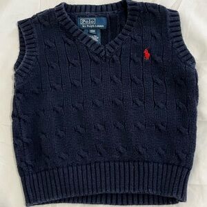 Polo by Ralph Lauren Navy Blue Cable Knit Vest Baby Boys Size 18 Months